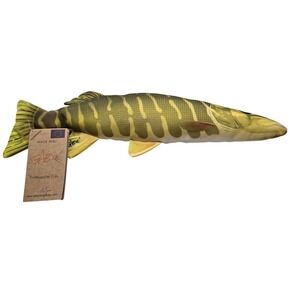 Gaby Northern Pike Plush Pillow Realistic Freshwater Fish Green 15in NWT